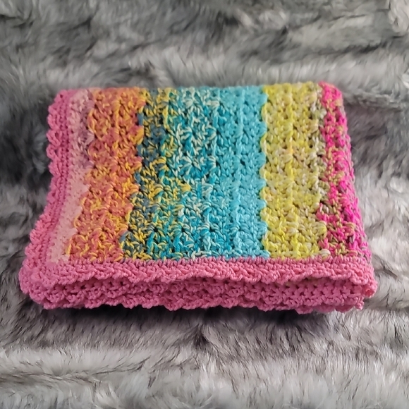 Colorful Striped Hand Crochet  Baby Blanket - Picture 8 of 8